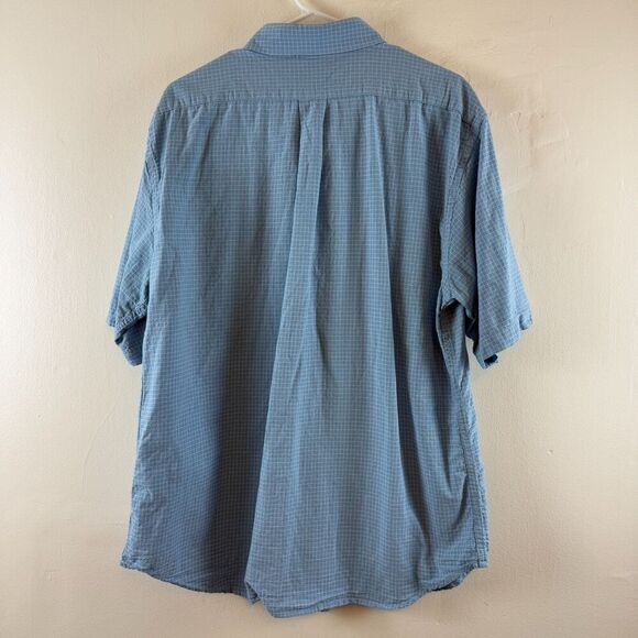 Criquet Mens XL Blue Plaid Short Sleeve Button Up Cotton Golf Outdoor Light - Picture 4 of 8